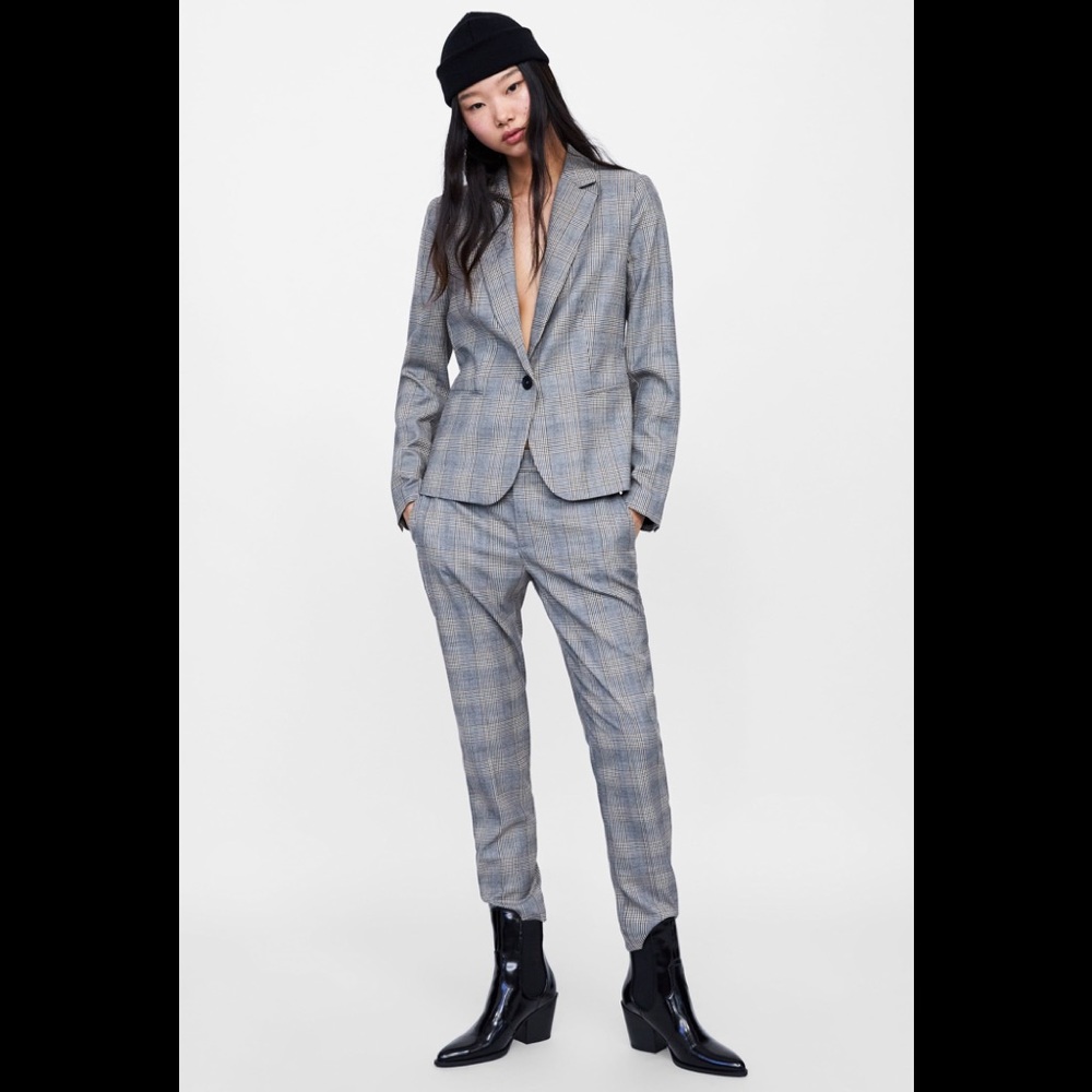 ❤️Zara plaid grey suit S US 4